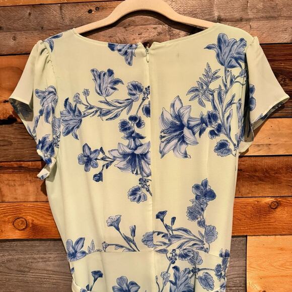 NWT Talbots Bright Floral Short Sleeve Button Front Midi Dress Green/Blue Sz 14 - Picture 12 of 14
